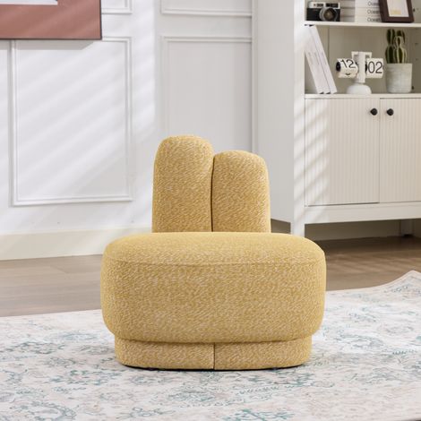 sillón puff con orejas amarillo de tela para salón OKMYHOME (1/5)