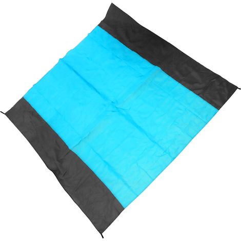 Couverture de plage pliable en polyester et nylon, imperméable et résistante au sable, avec sac de rangement en tissu, idéale pour les pique-niques, les voyages et le camping (bleu). (1/5)