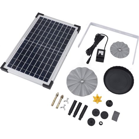 Ortviai Pompe à fontaine solaire 9 V / 10 W étanche pour bassin, jardin et piscine – débit 200 L/h, hauteur jet 150 cm (1/5)