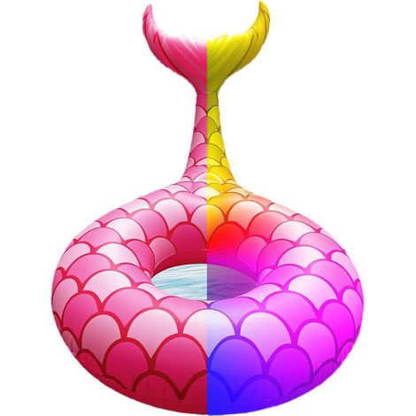 Bouée gonflable en forme de queue de sirène illuminée par LED (taille adulte), 220 x 118 cm (1/5)