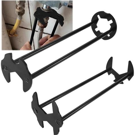 Jeu de 2 clés de robinet, clés à molette en métal de haute qualité, 7 clés de robinet d'évier à écrou uni, clés de robinet pour divers robinets et tuyaux (1/5)