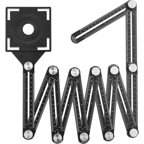 CCYKXA Règle de mesure multi-angles Gunpla, 12 styles de côtés avec gabarit d'angle, trous de positionnement, règle coulissante pliable pour menuisiers, carreleurs, outil de gabarit (1/5)