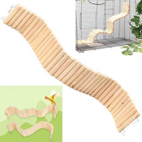 Jouets Oiseaux Bois Cage échelle - 1 Pièce, Oiseau Jouet Perroquet en pour Oiseaux, Balançoire Perroquets, Hamsters Accessoires Gardez d'escalade à Suspendre Heureux Occupés (1/5)