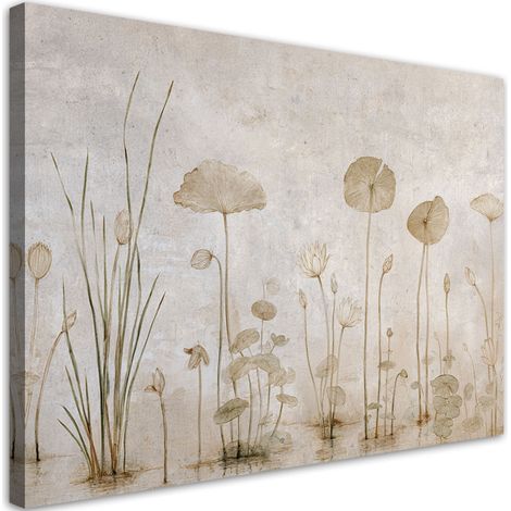 Stampe su Tela, Fiori selvatici ed erbe aromatiche in una composizione delicata e naturale. - 60x40 (1/2)