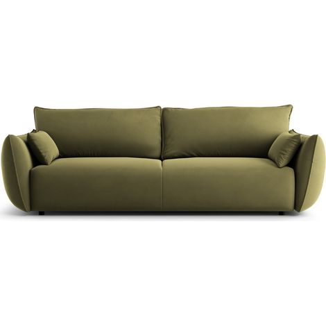 Canapé convertible avec coffre 3 places en velours vert (1/5)