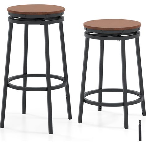 COSTWAY 360° Swivel Bar Stools Set of 2 74/61cm Height AdjustableStools (1/5)