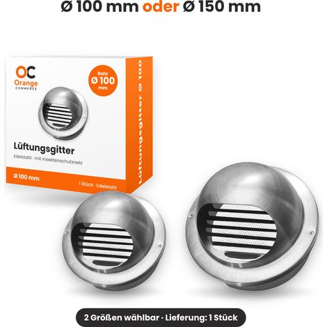 Edelstahl Lüftungsgitter Wetterschutzgitter Lufthaube Lamellengitter Ablufthaube 100 mm (1/5)