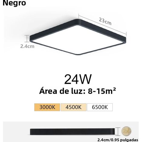 (Noir naturel 24 W) Plafonnier LED ultra-fin de 2,4 cm avec motif imitation bois (1/5)