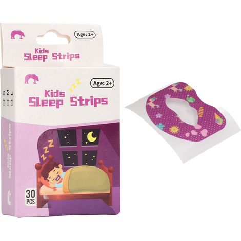 Bandes buccales respirantes pour enfants, adhésives douces pour une meilleure respiration nasale, taille petite, violet, 30 pièces