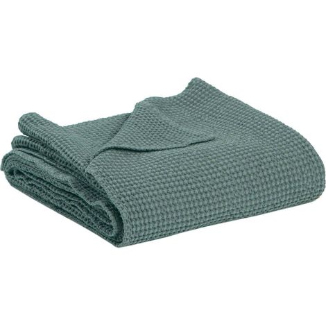 VIVARAISE - Plaid Maia en coton recyclé - Vert de gris (140 x 200 cm)