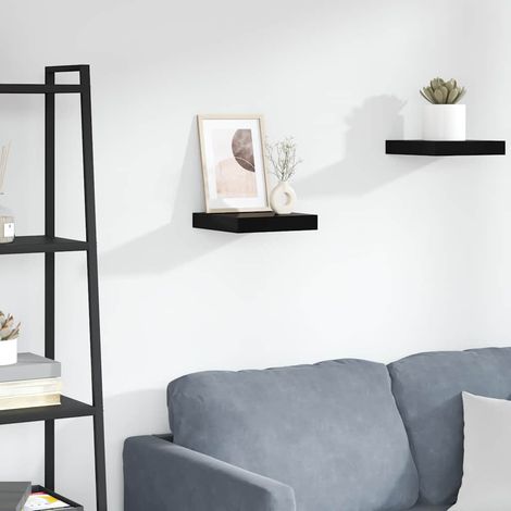 vidaXL Floating Wall Shelf High Gloss Black 23x23,5x3,8 cm MDF (1/5)