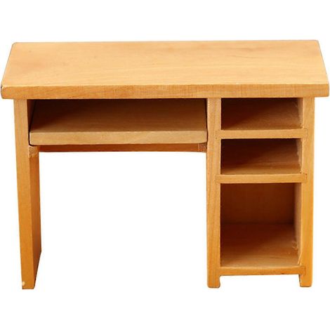Bureau d'ordinateur compact 1:12 avec plateau pour clavier, idéal pour une chambre, un bureau ou une table d'étude.