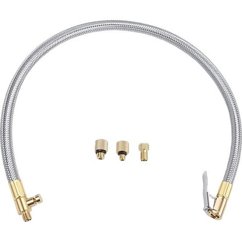 Adaptateur de tuyau d'extension de gonfleur de pneu de 54cm avec mandrin d'air de verrouillage, connexion rapide pour compresseur Portable (1/5)