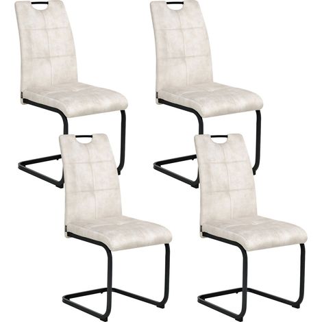 Set di 4 sedie da pranzo Rivestimento in tessuto Gambe in ferro beige chiaro Cisco