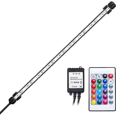 Éclairage LED pour aquarium 48 cm, lampe submersible pour tuyau d'arrosage, lampe LED étanche IP68 RGB, 12 V CC, 5,8 W (1/2)