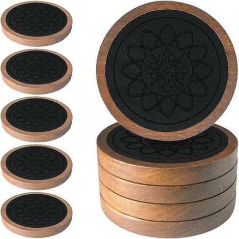 Dessous de verre en bois pour boissons, lot de 5 dessous de verre absorbants, protection optimale pour votre table basse, antidérapants noirs (1/5)