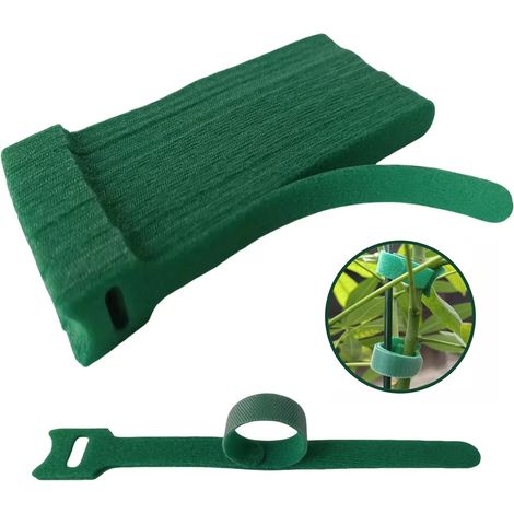 100 Stück, grün, wiederverwendbar, 15 cm, verstellbar, rutschfest, Nylon-Pflanzenbinder – optimal zur Unterstützung von Kletterpflanzen und für Gartenanwendungen