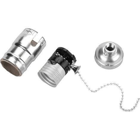 Vintage E27 Aluminiumfassung mit Kette für Schreibtischlampe, Schraubfassung (Silber) (1/5)