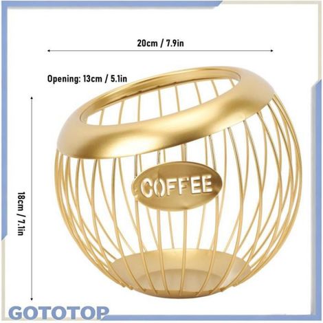 Support Dosettes Café - Panier Métallique Diamètre 20 cm Hauteur 18 cm - Pour Bar à Café Comptoir Cuisine - 1 Pièce (1/5)