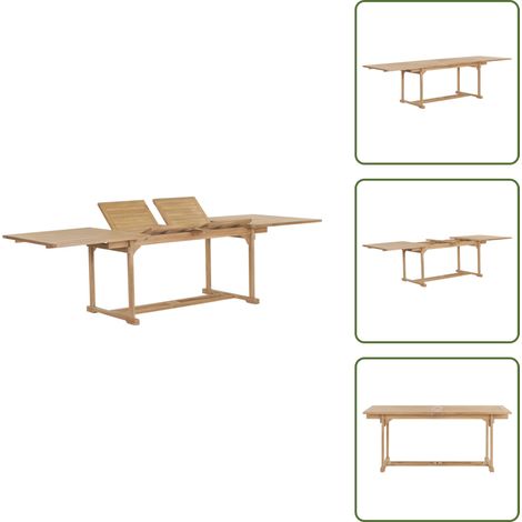 Tavolo estensibile - vidaXL Tavolo da Giardino Allungabile 180-280x100x75 cm in Teak - Tavolo da giardino