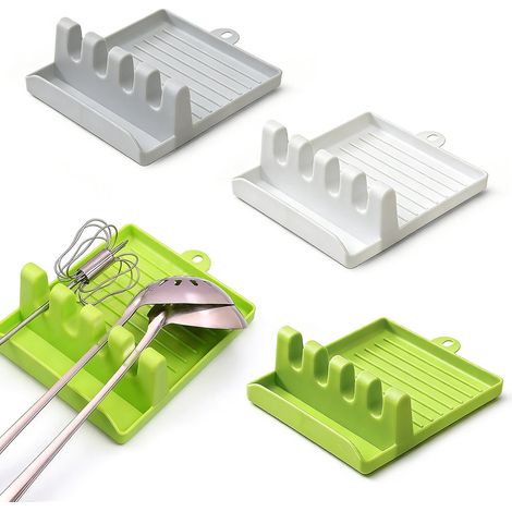 Étagère de rangement en plastique - Lot de 3 - 15,6 x 12,6 x 4,7 cm - Idéale pour ranger spatules et autres ustensiles de cuisine - Convient également pour les cuillères, louches, pinces et autres ust (1/5)