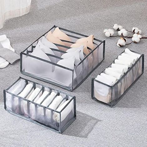 Cet ensemble de rangement pliable à tiroirs est conçu pour ranger les porte-soutiens-gorge, les chaussettes et les soutiens-gorge. (1/5)