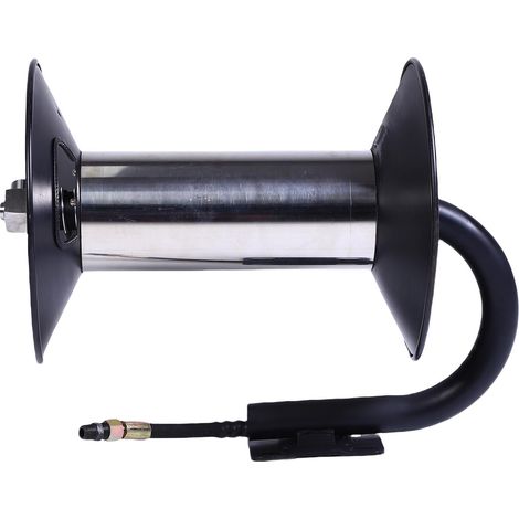 Enrouleur de tuyau pour nettoyeur haute pression, 50 m, 280 bars, raccord 3/8 pouces, modèle robuste, à fixation murale, à commande manuelle (1/5)