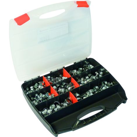 KLIPPER - Collier à durite acier zingué 9mm de 9 à 19mm - coffret de 190 pcs - 26545 (1/2)