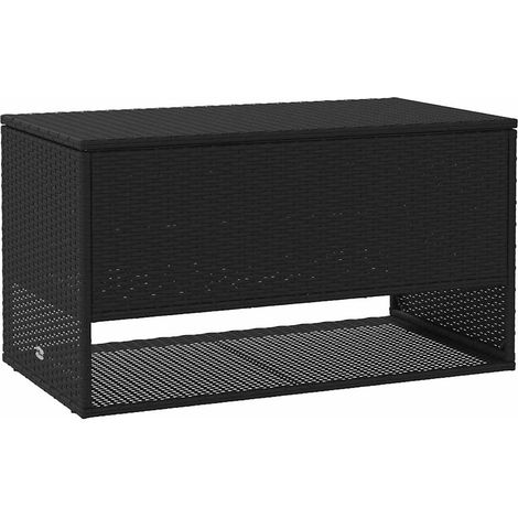 Coffre à coussins d'extérieur noir 100x55x55,5cm résine tressée