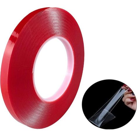 Ruban adhésif de montage transparent de qualité supérieure 10 m x 10 mm, double face
