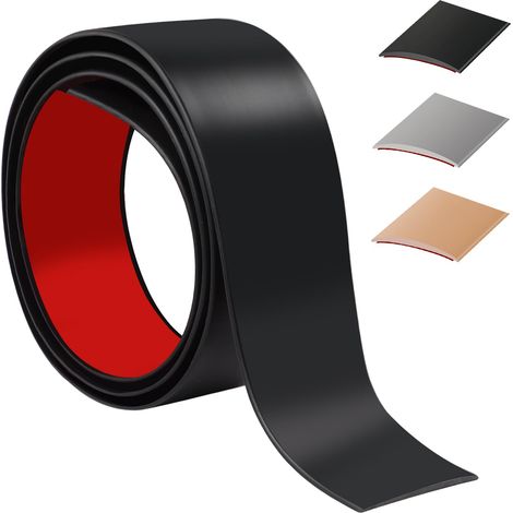 200cm Barre De Seuil Adhesive,Flexible Seuil De Porte Adhesif PVC,Barres De Transition De Seuil Pour La Cuisine/Salon,Profil De Transition Pour Joindre Les Joints De Sol/Carrelage/Laminé(4cm,Noir) (1/5)