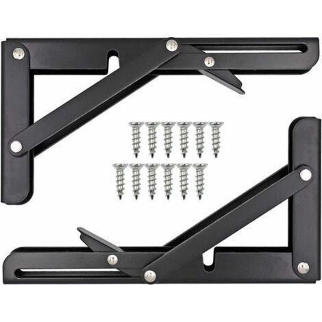 Staffa di fissaggio pieghevole in acciaio inox – Resistente – Dimensioni 20,5 x 10,8 cm – Per mensole e banchi da lavoro (1/5)