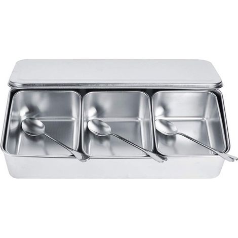 Allecto - Contenitore per spezie in acciaio inox - Funzionale ed elegante - Design a 3 scomparti - Per spezie e snack - Adatto per la cucina... (1/5)