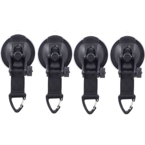 4 Pièces,Ancrage à ventouse robuste,noir Ancre à Ventouse,Voiture Multifonctionnelle Ventouse, pour Tentes Latéral de Voiture Accessoire de Bâche de Camping,T-Audace (1/5)