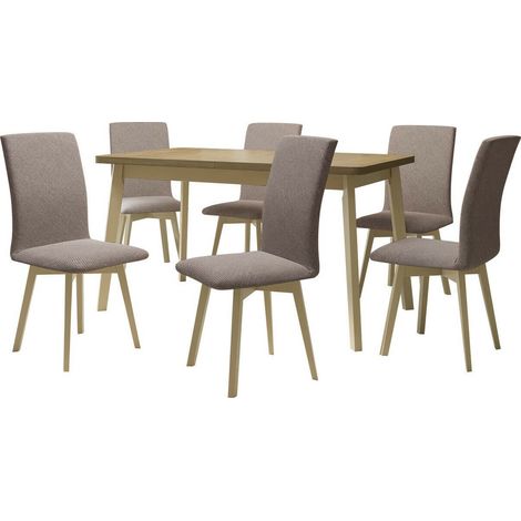 Conjunto de mesas y sillas para comedor Victorville 335, Roble Sonoma, 75x80x140cm, Diámetro: 0, Número de asientos: 6, Estilo: Contemporary (1/5)