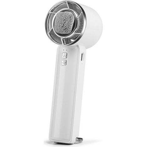 Mini ventilateur portable thermoélectrique 5 vitesses, haut débit d'air, charge USB et mousqueton à rappel automatique (1/5)
