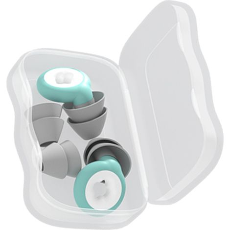 Bouchons d'oreille antibruit en silicone réutilisables et portables, verts, pour dormir. (1/5)