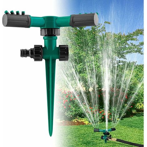 DEESSE SHOP - Arroseur de pelouse circulaire vert, arroseur de jardin Arrosage uniforme Arroseur rotatif à 360 ° Pulvérisateur à 3 bras Système d'irrigation par aspersion de pelouse (1/5)