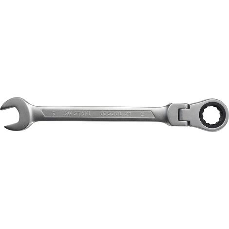 SW-Stahl 03530L-21 Gabelringratschenschlüssel 21 mm I Ringschlüssel mit Gelenk I 72 Zähne I Maulschlüssel mit Ringratsche I Ringratschenmaulschlüssel SW 21 (1/2)