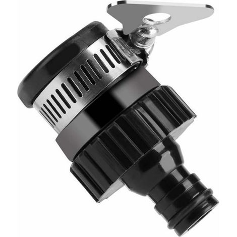 Connecteur Tuyau Robinet Universel, Adaptateur pour Tuyau d'Arrosage, Ø16mm (Noir) (1/4)