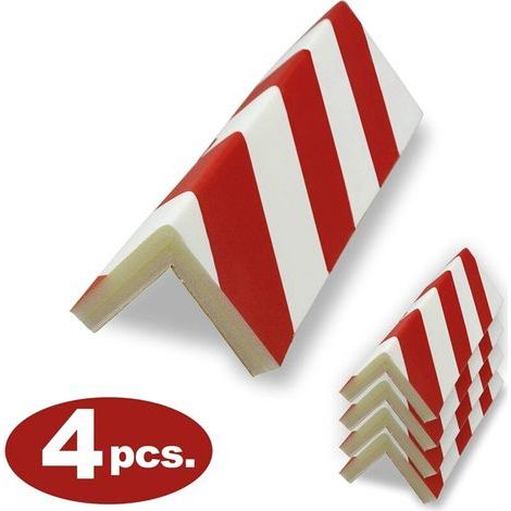 Lot de 4 protections d'angle autocollantes anti-collision en éponge pour voiture, 40 cm, rouge et blanc, pour éviter les collisions et les rayures (1/5)
