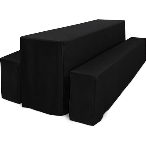 3tlg Biertischhussen Set für Bierzeltgarnitur 220x50cm Schwarz