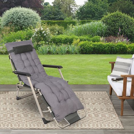 Chaise longue pliable Chaise de jardin avec coussin Dossier réglable (1/5)
