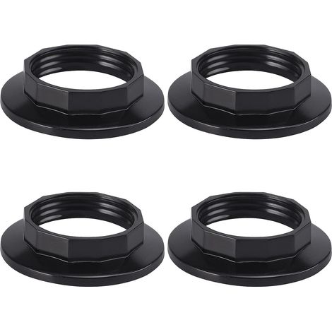 E14 Screw Ring for Lamp Socket, 28MM, Black, Pack of 4 E14 Mounting Rings for Lampshades and Glass Globes, Black Plastic Lamp Holder, Heat Resistant 180°C (1/5)