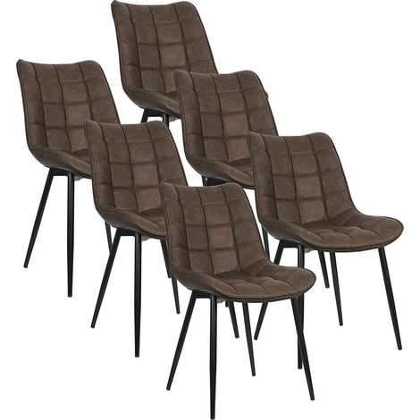 WOLTU 6Pcs dining chairs Living Room chairs Faux Leather with Padded Seat chairs Brown