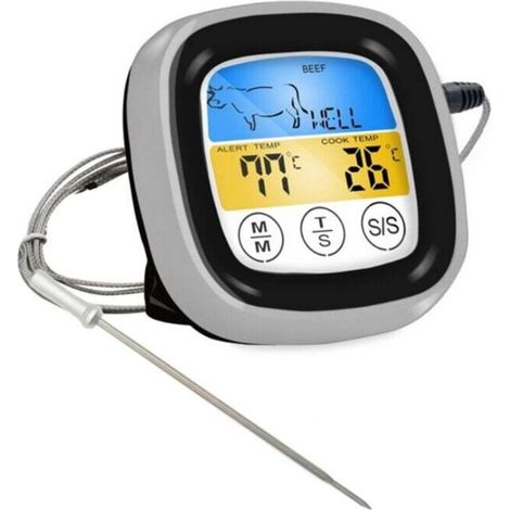 Thermomètre à viande numérique pour four barbecue grill cuisine cuisson des aliments avec 1 sonde et minuterie (sonde étanche) (1/5)