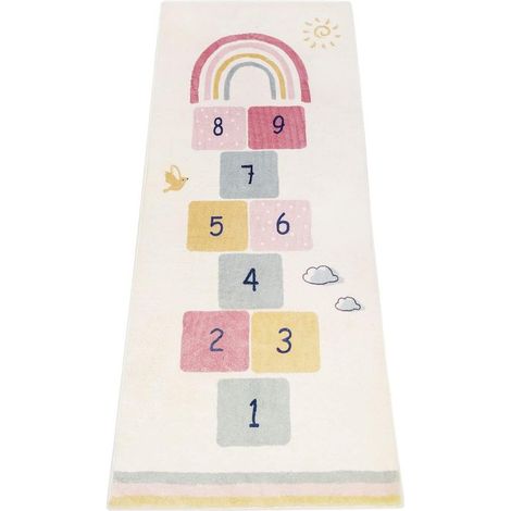 Ce tapis de jeu tout doux, décoré d'un motif de ciel arc-en-ciel, constitue un merveilleux cadeau. (1/5)