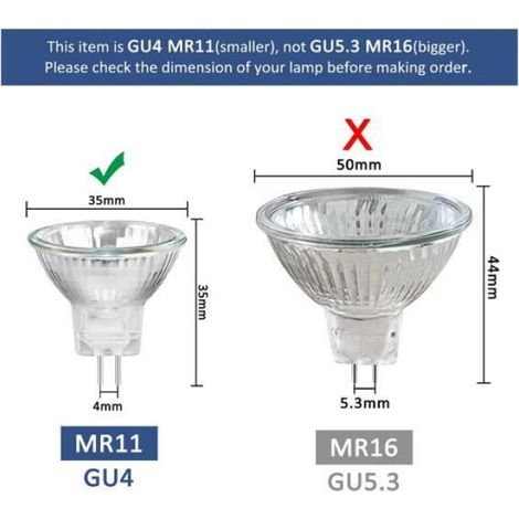 Pack de 8 MR11 12V 20W Ampoules Halogènes GU4, Dimmable Projecteur, 250LM, Ampoule halogène à spot, Blanc Chaud 2700K, 30 °Faisceaux (1/4)