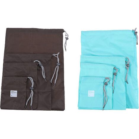 Lot de 8 sacs de rangement multifonctionnels en nylon imperméable avec cordon de serrage, parfaits pour les voyages en plein air (Le motif représente des lettres anglaises pour Rand). (1/3)