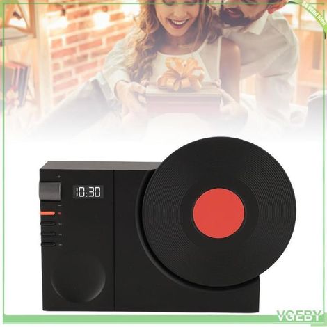 Haut-parleur BT avec horloge - FAFEICY - Vintage - Bluetooth 5.3 - Autonomie 10h - Noir (1/5)